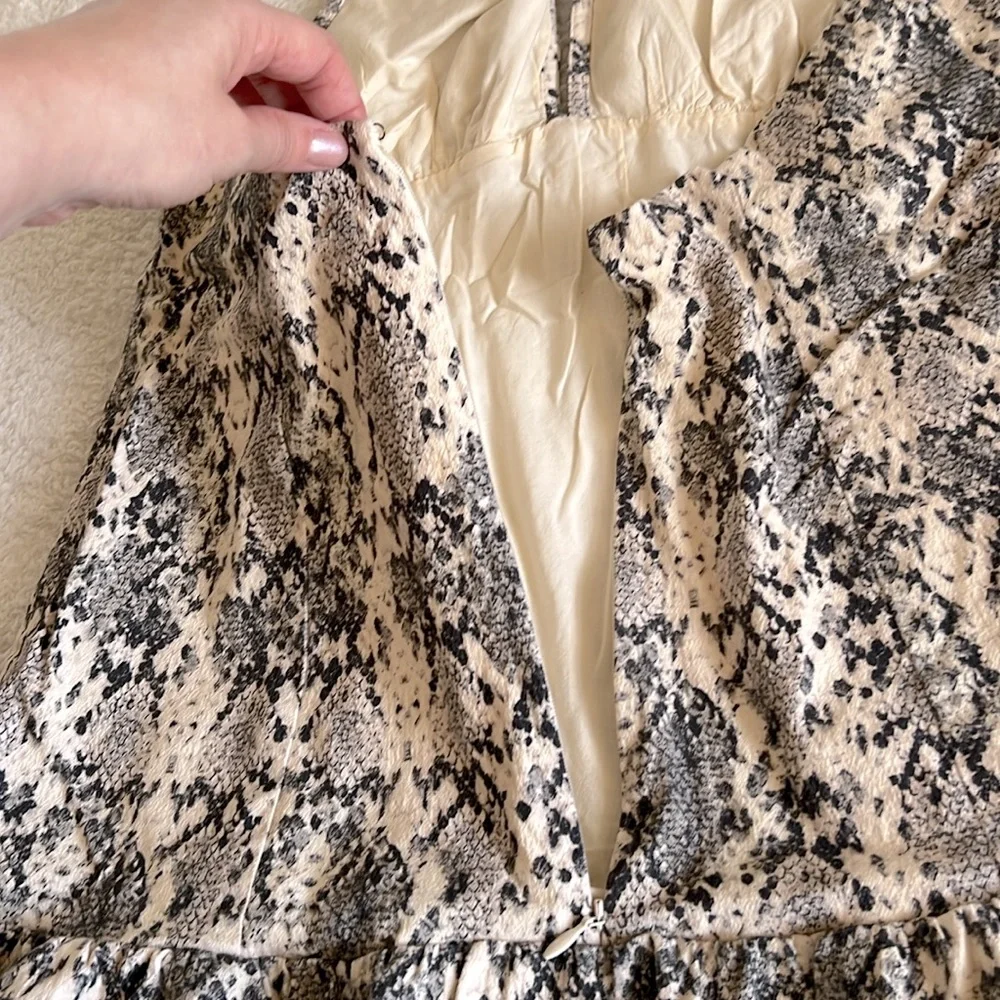 Free People Cecil‎ Halter Mini Dress Snakeskin Print Size Large